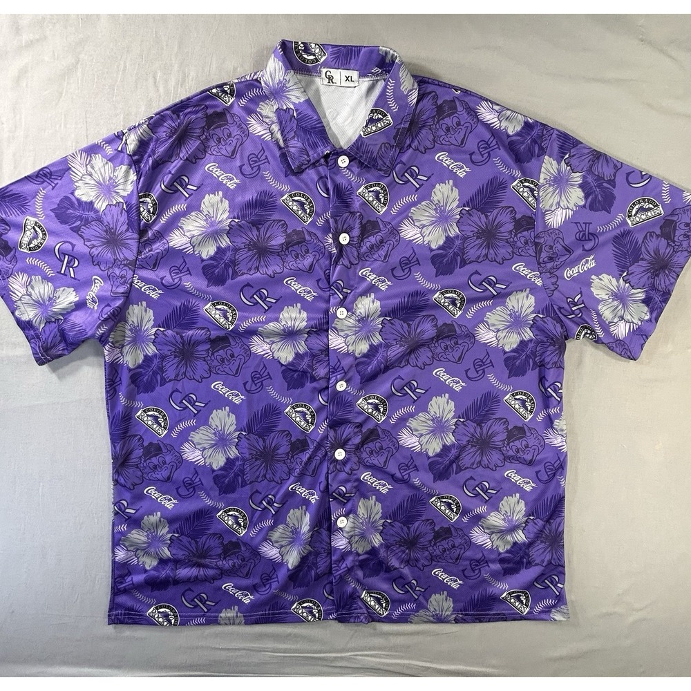 Colorado Rockies Promo Hawaiian Shirt Short Sleeve Men's XL Dinger Baseball MLB
